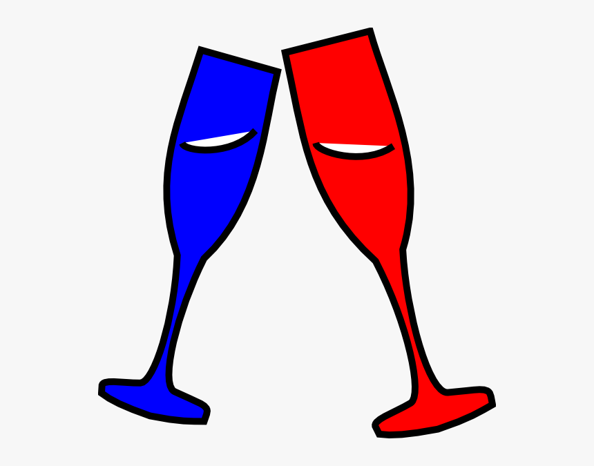 Champagne Glasses Red And Blue Svg Clip Arts - Wine Glass, HD Png Download