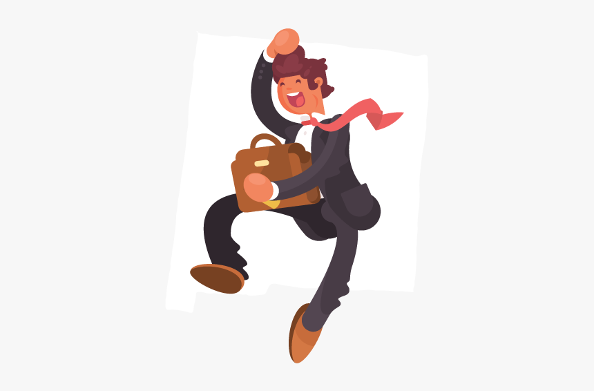 A Jumping Businessman In Front Of An Outline Of New - Business, HD Png Download
