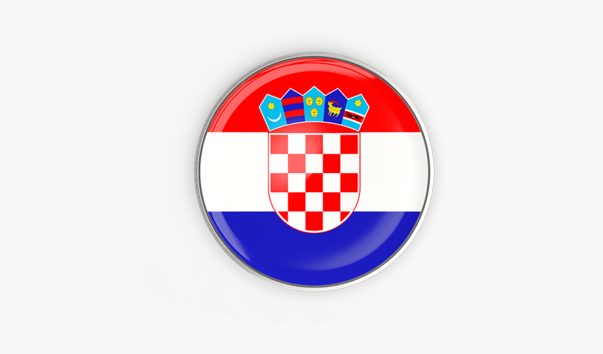 Round Button With Metal Frame - Croatian Flag, HD Png Download