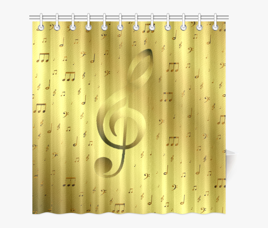 Golden Music Notes Shower Curtain 72 X72 - Curtain, HD Png Download