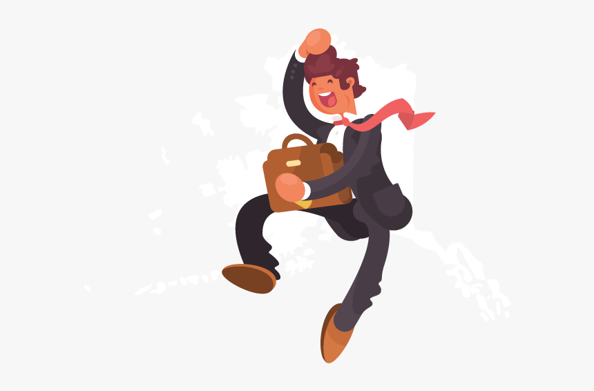 A Jumping Businessman In Front Of An Outline Of Alaska - Business, HD Png Download