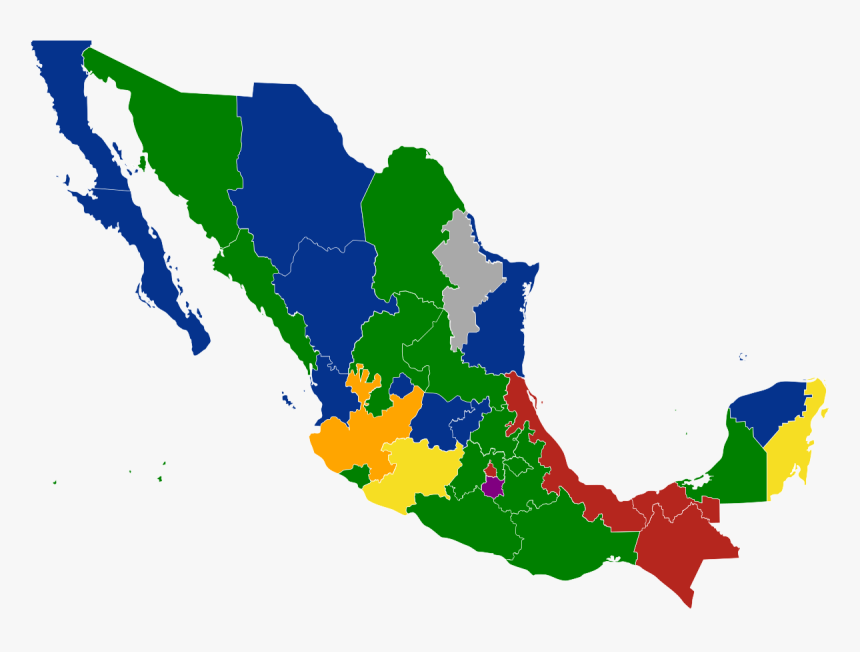 Mexico Map Outline Png , Png Download - Mexico Political Party Map, Transparent Png