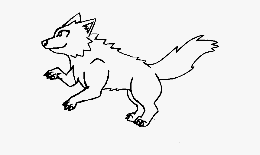 Dog Black And White Line Art Cartoon Clip Art - Outline Picture Of A Wolf, HD Png Download