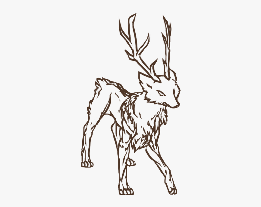 Reindeer Dog Drawing Clip Art - Outline Wolf Drawing, HD Png Download