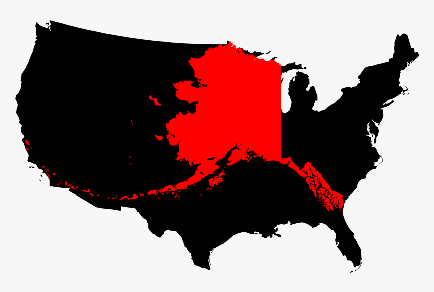 Alaska Compared To The United States Map - Alaska On United States, HD Png Download