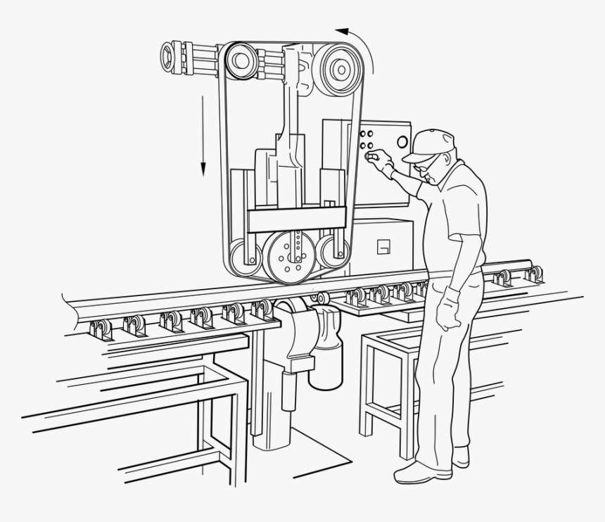 Machine, Factory, Polishing, Rail, Labor, Worker - Factory Worker Clipart Black And White, HD Png Download