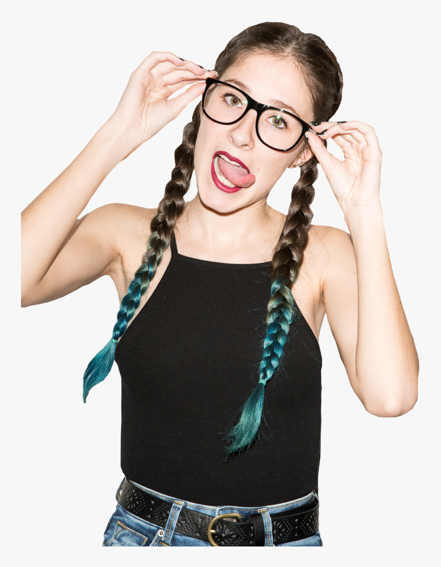 Fashionable Eyewear Frames - Girl With Glasses And Braids, HD Png Download