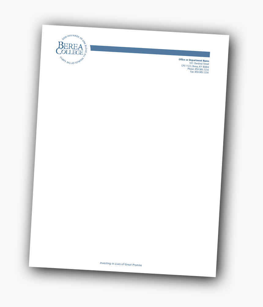 Berea College Approved Letterhead - Berea College, HD Png Download