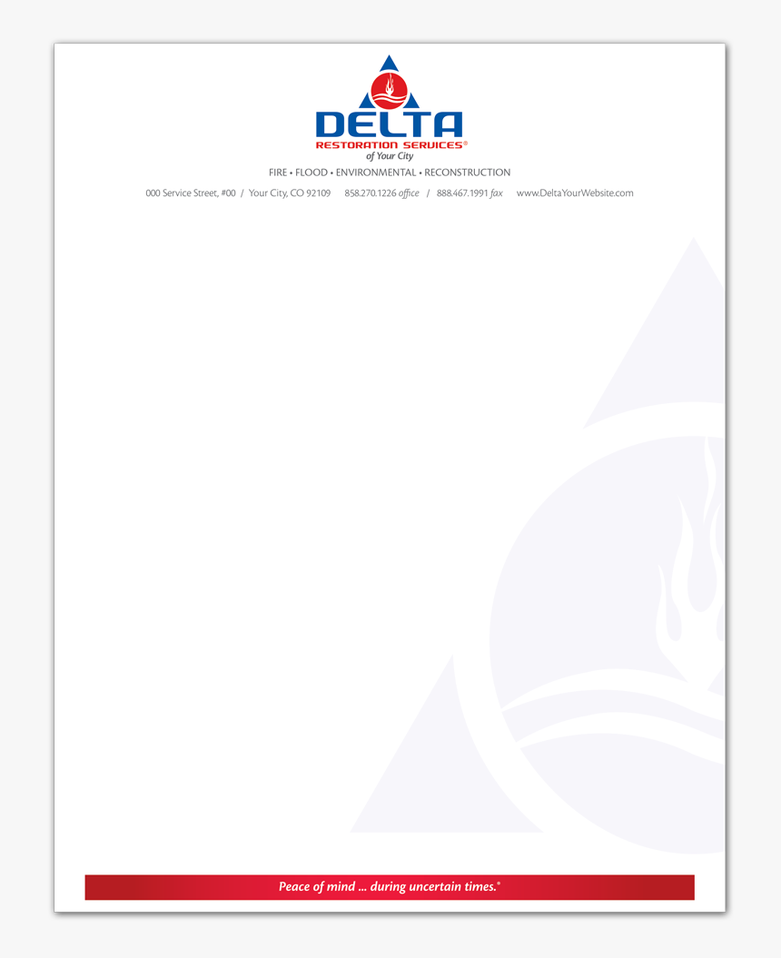 Delta Restoration Letterhead Stationery Printing - Delta Disaster Services, HD Png Download