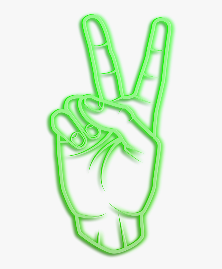 #hand #neon #green #peace #glow #peacestickers #freetoedit, HD Png Download