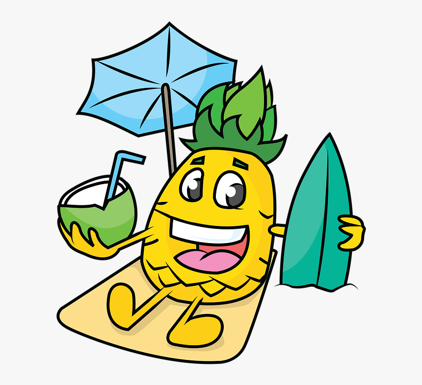 Beach, Pineapple, Cartoons, Funny - Clown, HD Png Download