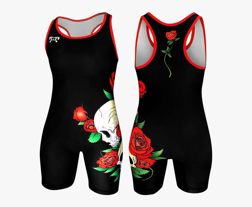 Skulls & Roses - Womens Wrestling Singlets Roses, HD Png Download