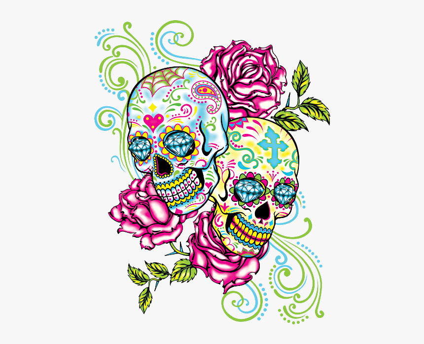 Two Sugar Skulls Tattoo, HD Png Download