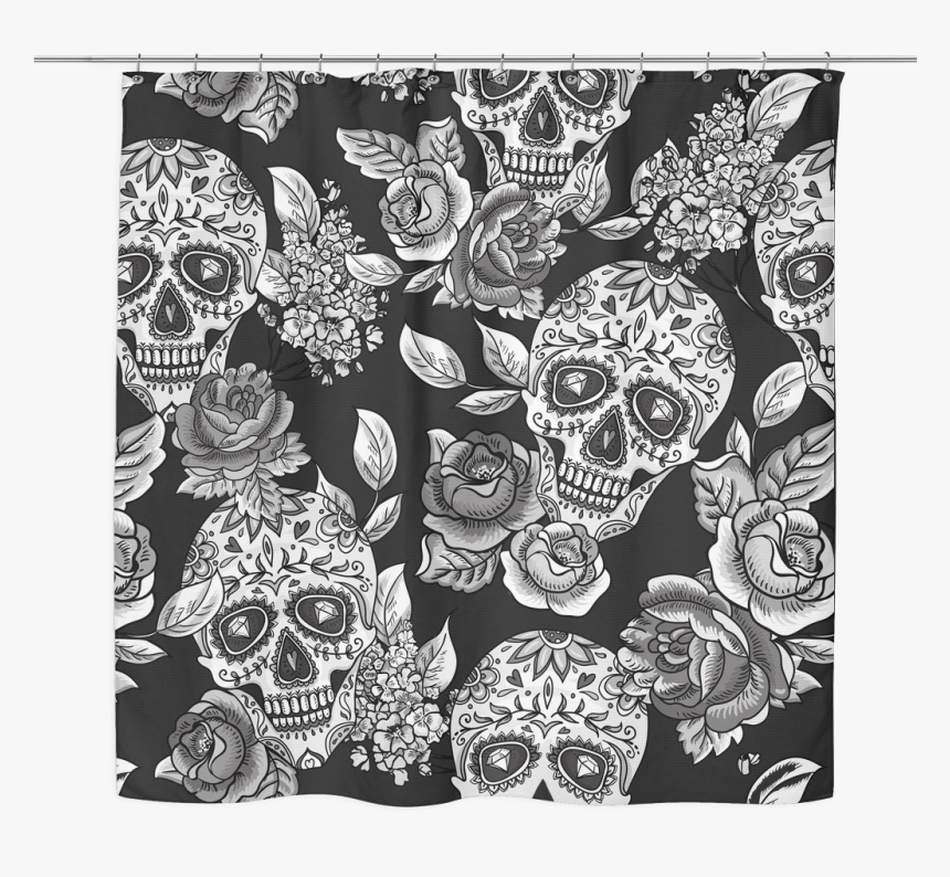Rose & Diamond Skull Shower Curtain - Dead Of The Dead Background, HD Png Download