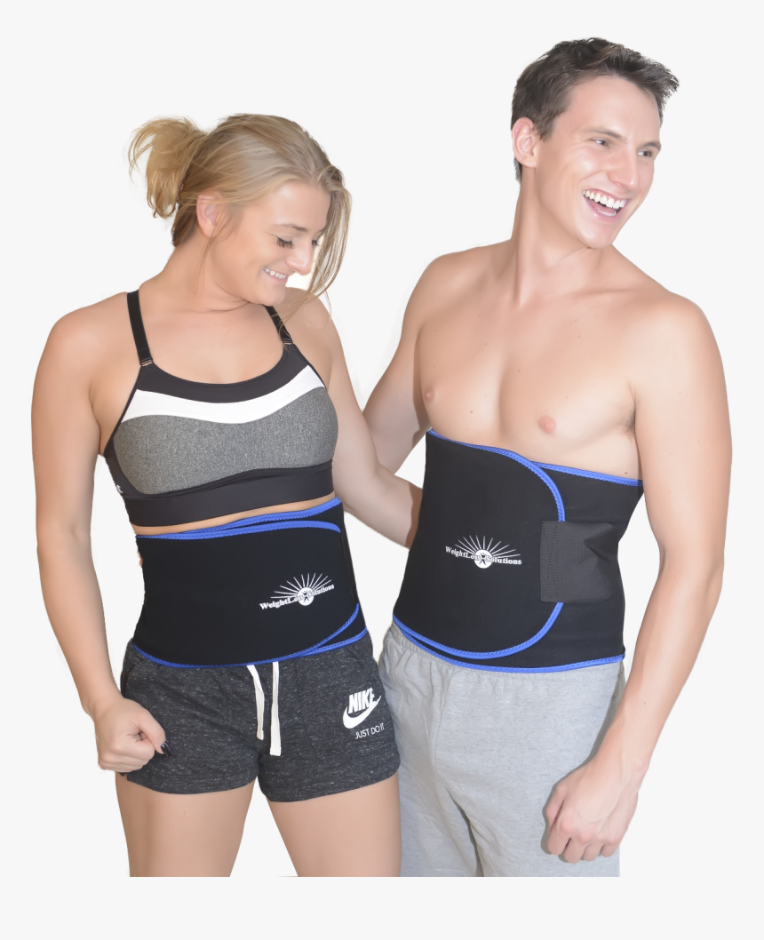 Happy Fit Couple Wearing Waist Trimmer Sauna Belts - Waist, HD Png Download