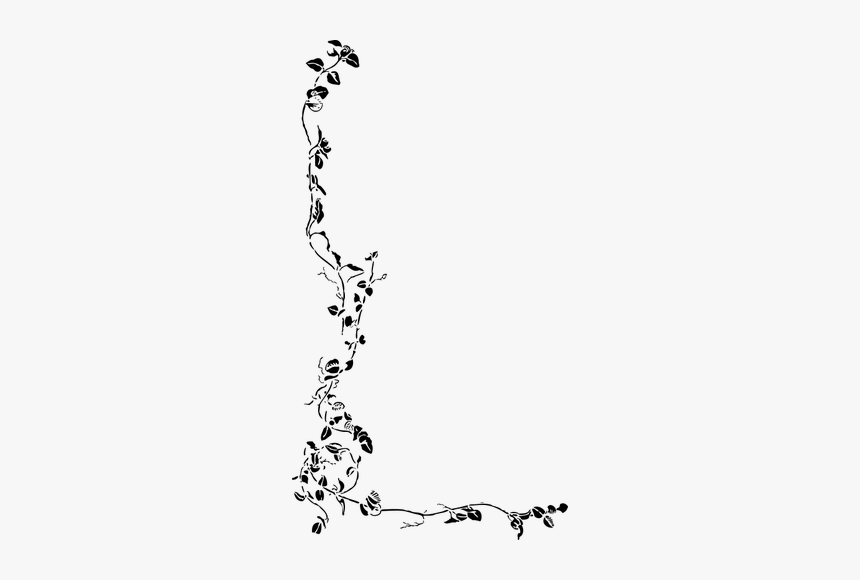 Vector Image Of Floral Garland - Black And White Side Border, HD Png Download