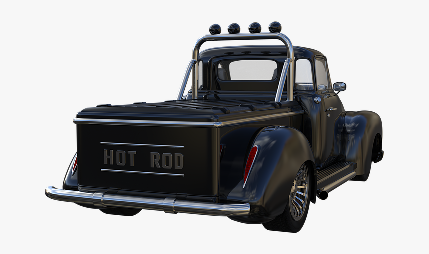 Hotrod Truck, Black, Lights, Chrome, Auto, 3d, Render - Ford F-series, HD Png Download