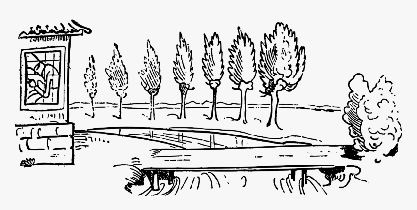 Line Art,plant,angle - Black And White Wooden Bridge Clipart, HD Png Download