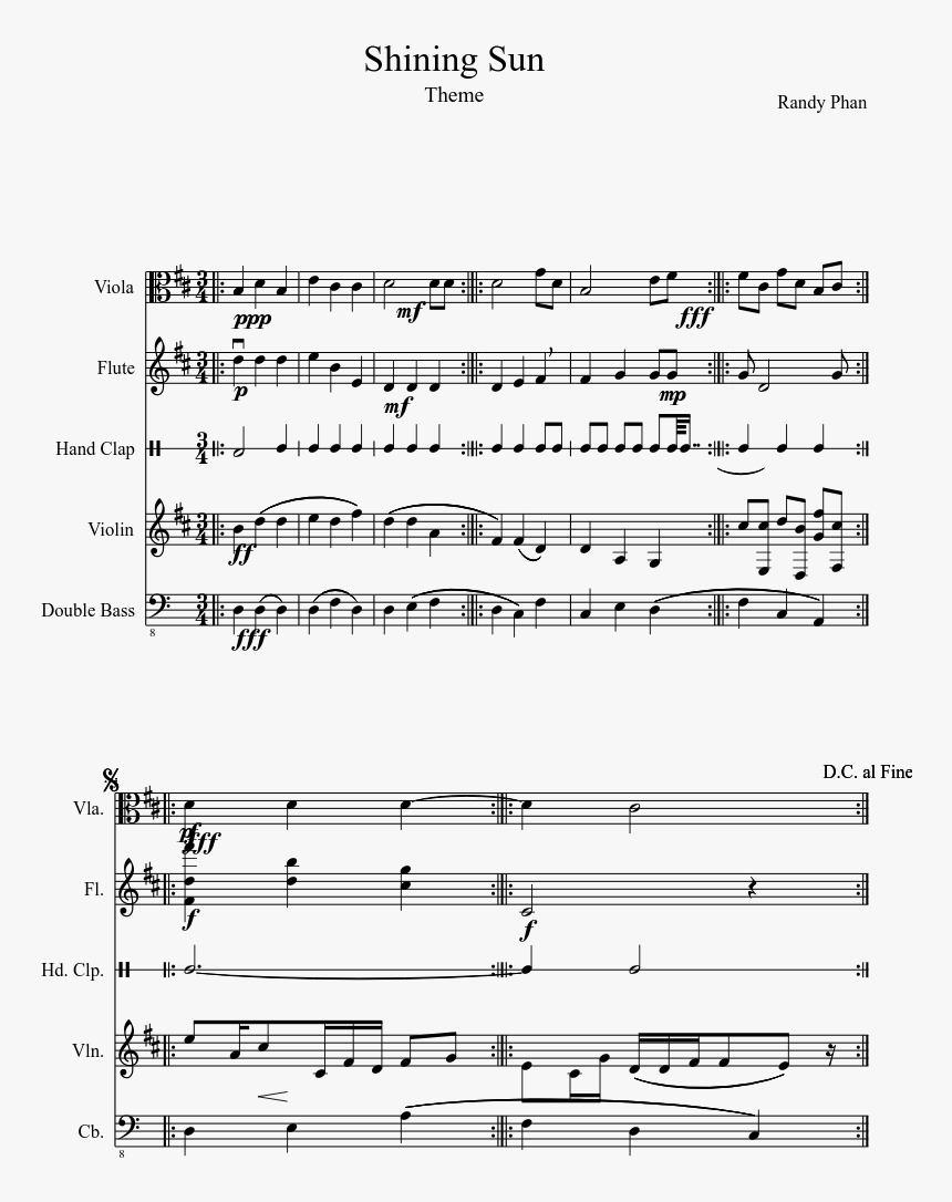 Transparent Sun Shining Png - Sheet Music, Png Download