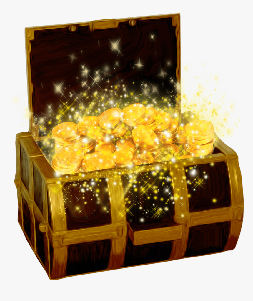 Treasure With Shining Coins Clip Arts - Gold Treasure Box Png, Transparent Png