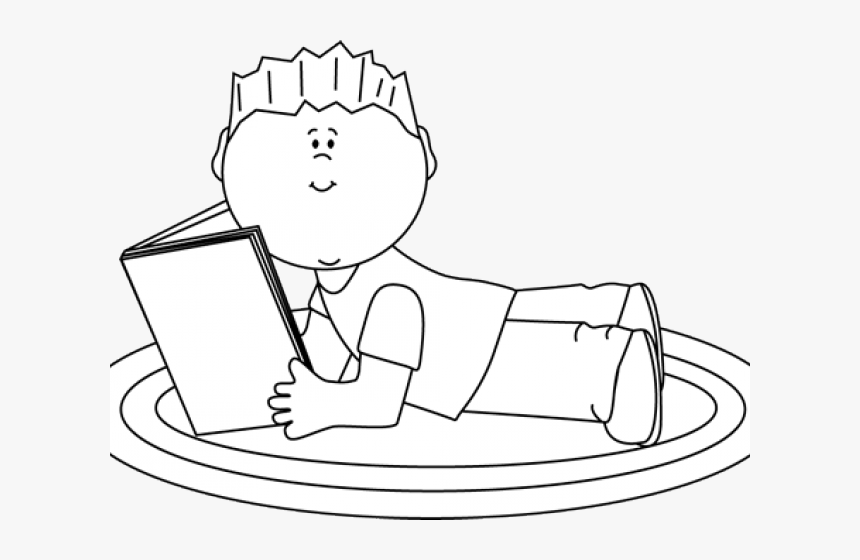 Kid Reading Black And White Black And White Reading, HD Png Download