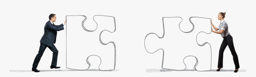 Two People Joining A Puzzle Piece To Demonstrate Accounting, HD Png Download