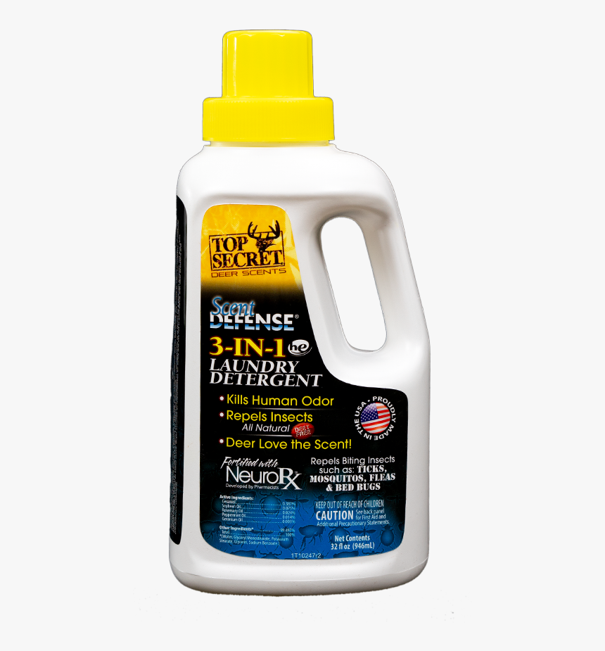 Top Secret Deer Scents Defense Laundry Front - Plastic Bottle, HD Png Download