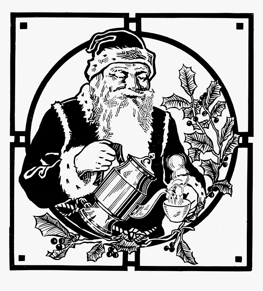 Santa With Coffee Clip Arts - Illustration, HD Png Download