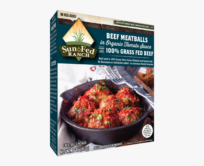 Grass Fed Beef Meatballs In Organic Tomato Sauce - Sun Fed Ranch Grass Fed Beef Meatballs, HD Png Download