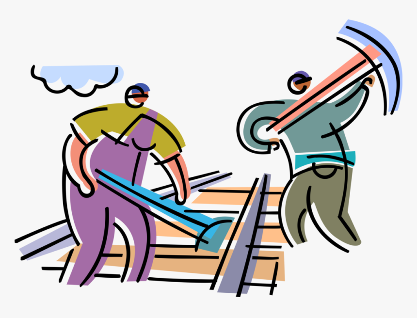 Vector Illustration Of Railway Construction Workers - Railway Worker Clipart, HD Png Download