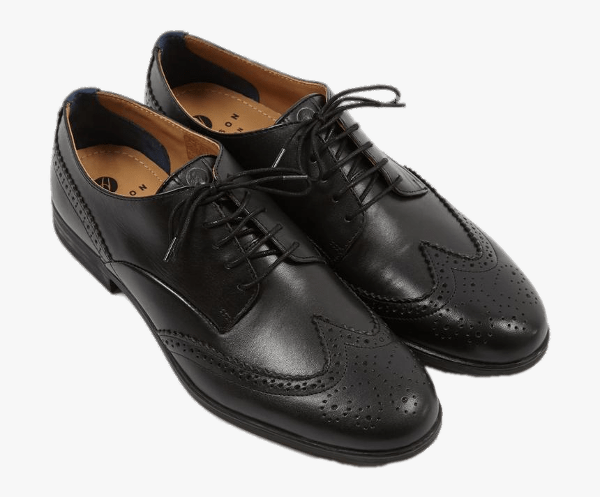 Classic Pair Of Black Brogue Shoes - Brogue Shoes Transparent, HD Png Download