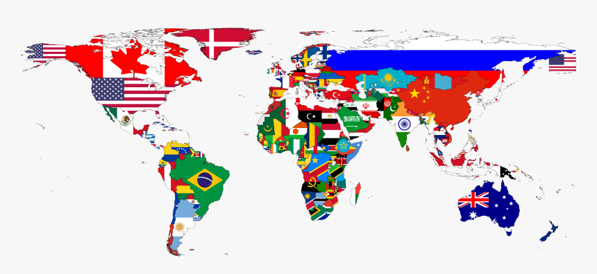 World Map By Flags, HD Png Download