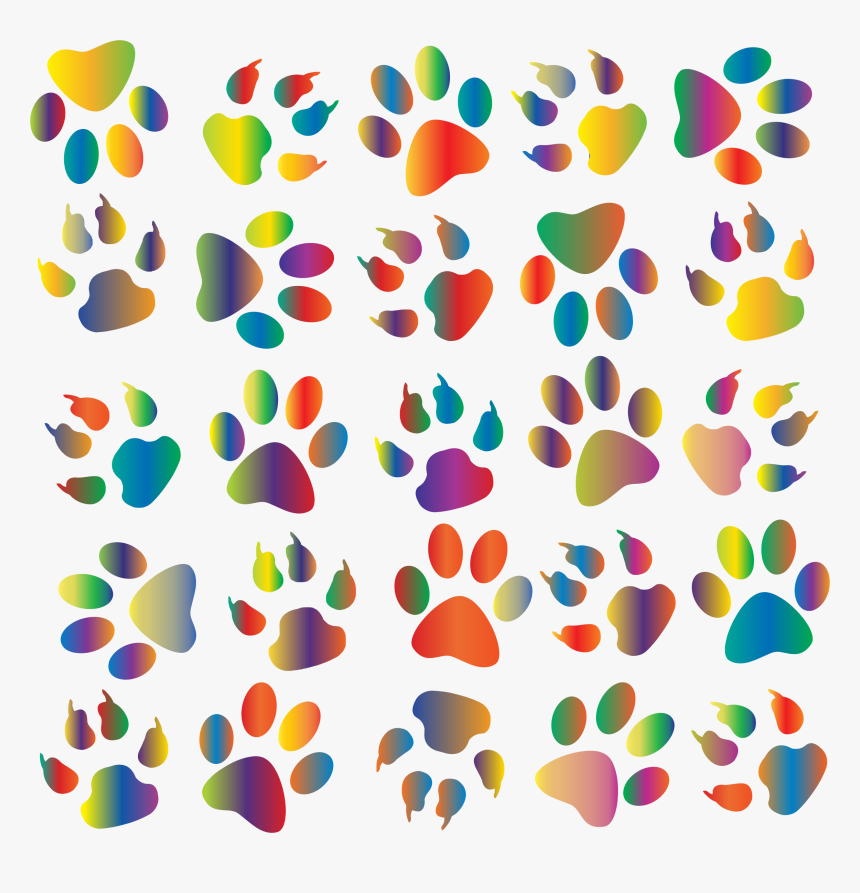 Colorful Paw Prints Pattern Background Reinvigorated - Colorful Cat Paw Prints, HD Png Download