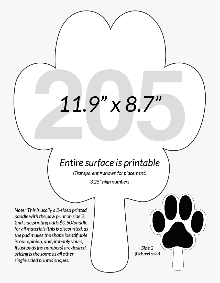 Paw Print Paw Pad Shaped Numbered Paddles Hand , Transparent - Hmmm Ok, HD Png Download