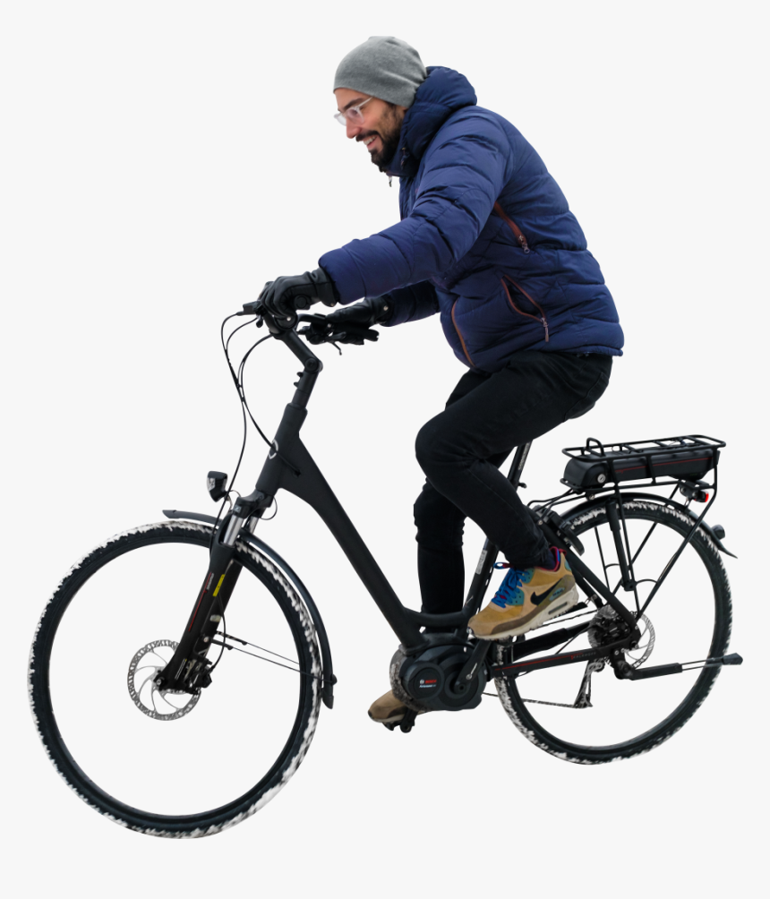Is Winter Cycling His Electric Bike Png Image - Electric Bike Png, Transparent Png