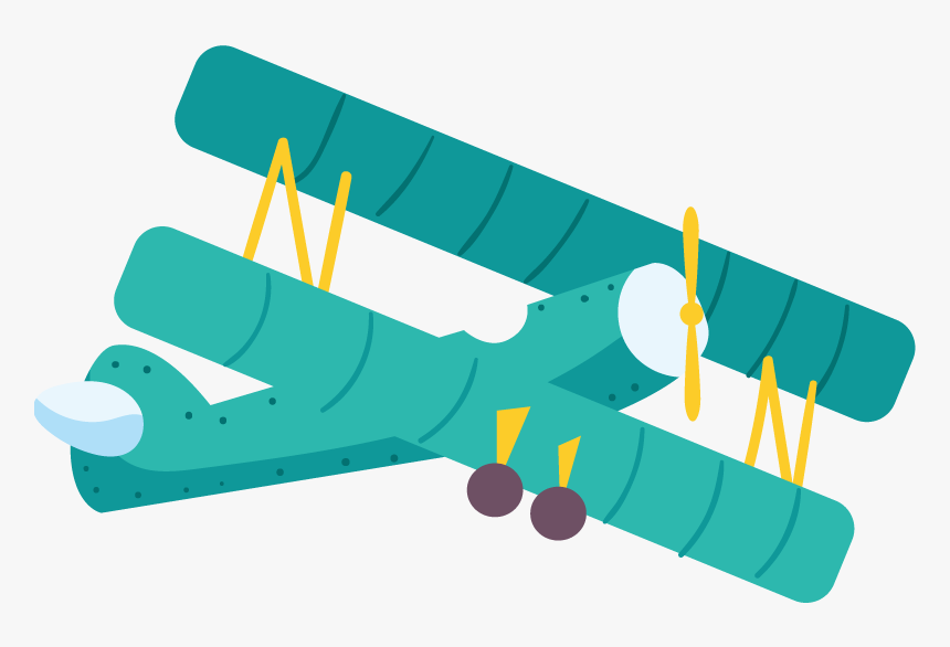 Airplane Flight Clip Art - Blue Vintage Airplane Clipart, HD Png Download