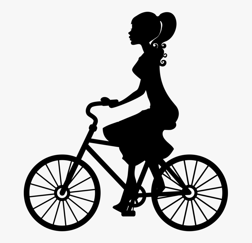 Bike Clip Silhouette - Girl On Bike Silhouette, HD Png Download