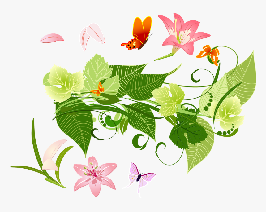 Flowers And Leaves Png, Transparent Png
