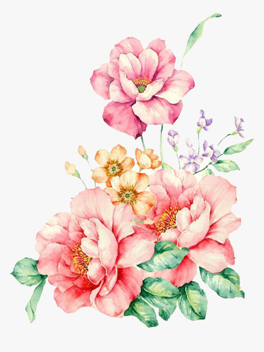 Hand-painted Vivid Colorful Flowers And Ornamental - Flower Art Water Paint Png, Transparent Png