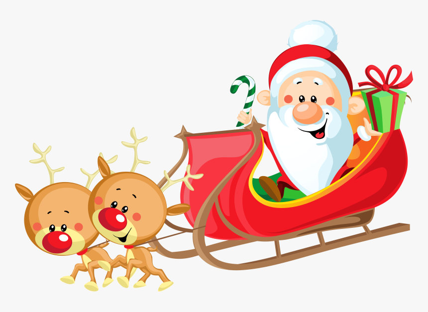 Vector Santa Minimalist - Santa On Sleigh Clipart, HD Png Download