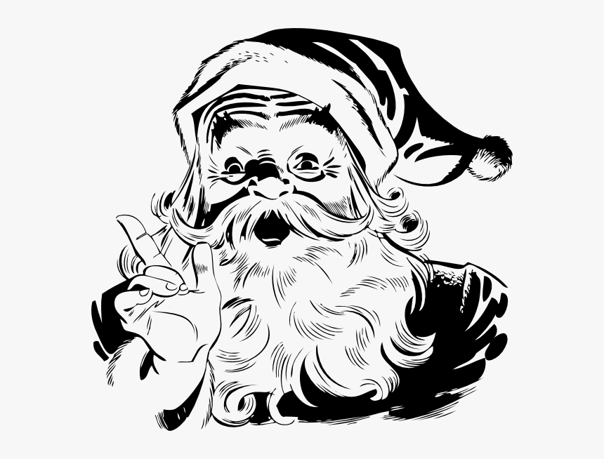 Santa Claus Black And White, HD Png Download