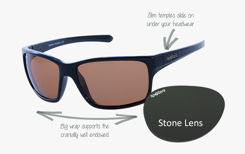 Spotters Sunglasses Grit Matt Black Frame With Stone - Sunglasses, HD Png Download