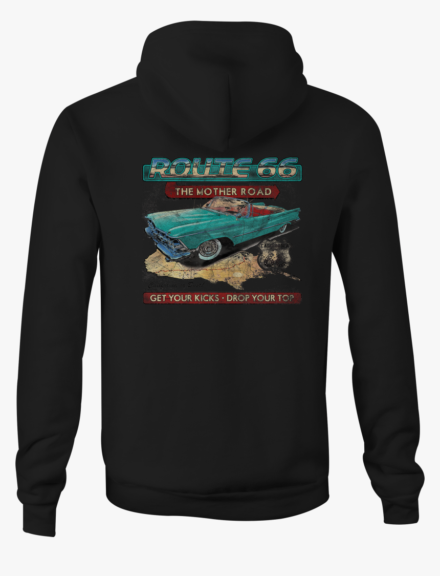 Zip Up Hoodie Route 66 Cruising Hotrod Hooded Sweatshirt - Hoodie, HD Png Download