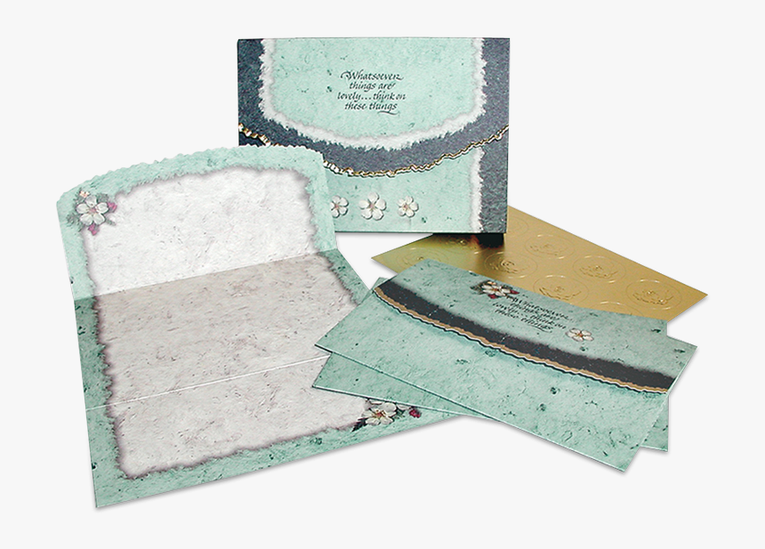 Seafoam Trim Floral Postal Note Cards Image - Paper, HD Png Download