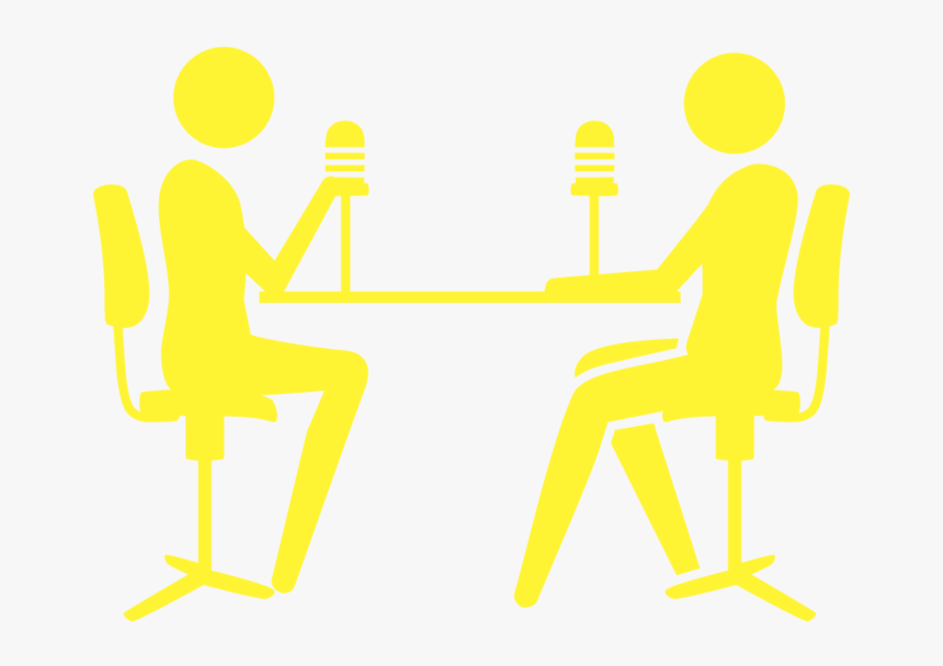 2 People Sat A Table With A Microphone - Podcaster, HD Png Download