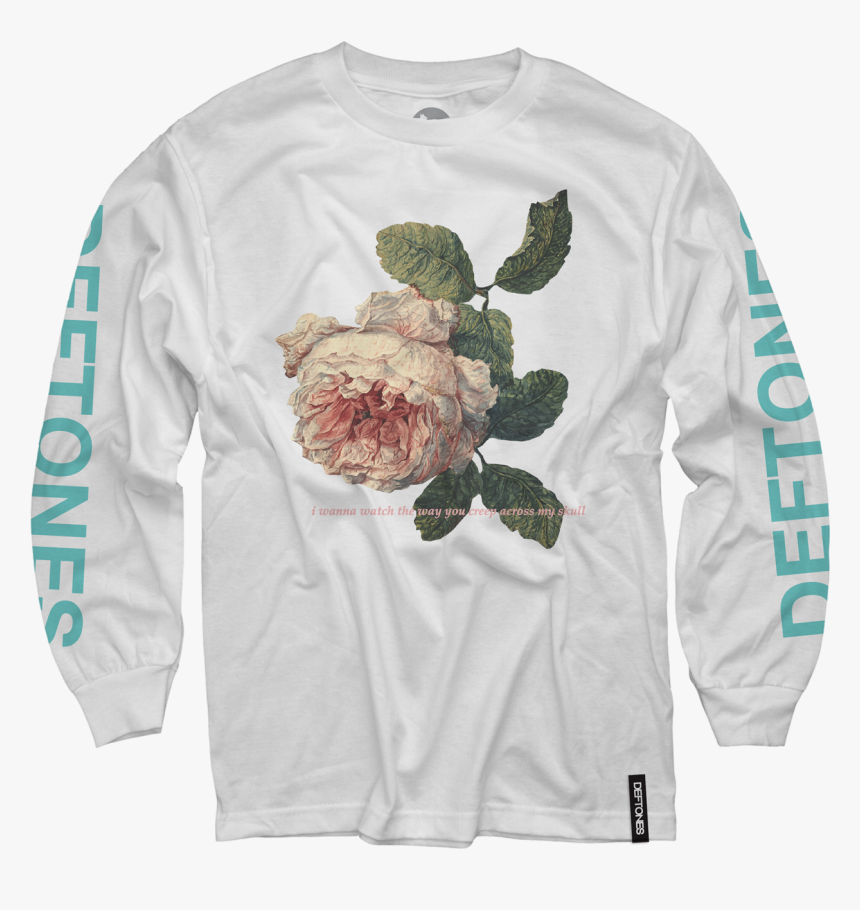 Flower Seafoam Green Longsleeve On White - Long-sleeved T-shirt, HD Png Download