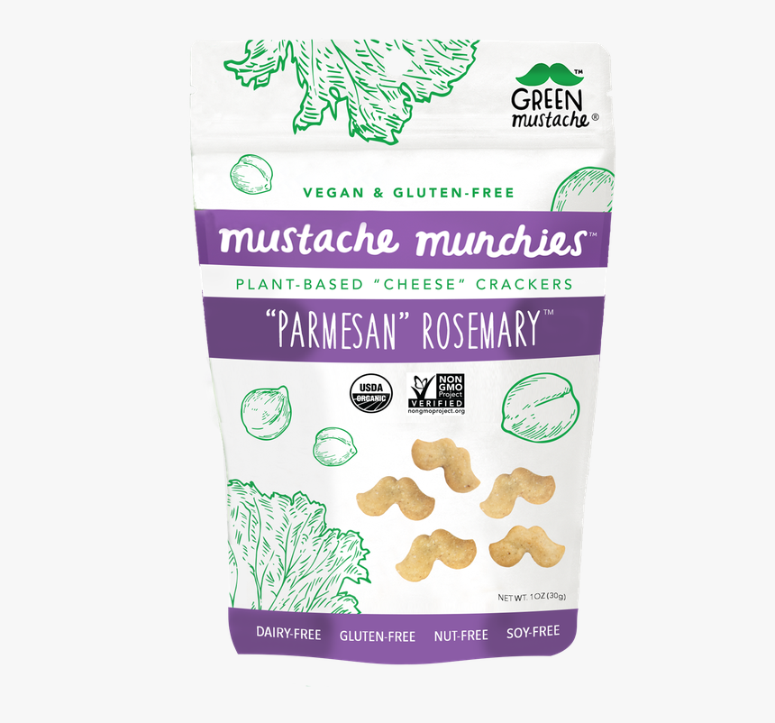 Mustache Munchies Parmesan Rosemary - Green Mustache, HD Png Download