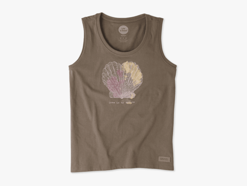 Women S Engraved Nature Shell Heart Sleeveless Crusher - Active Tank, HD Png Download
