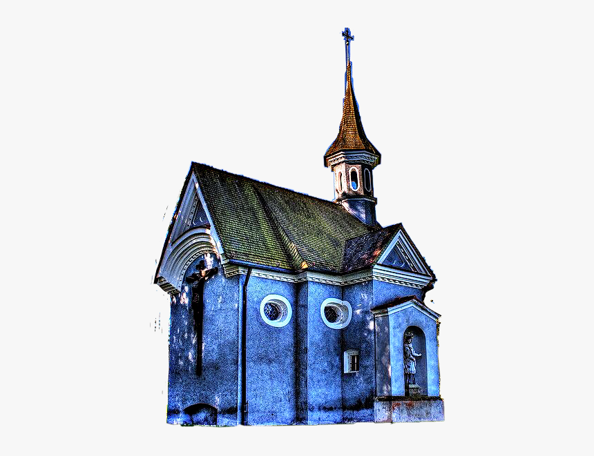 #church #blue #cross #steeple #door #windows #building - Church, HD Png Download