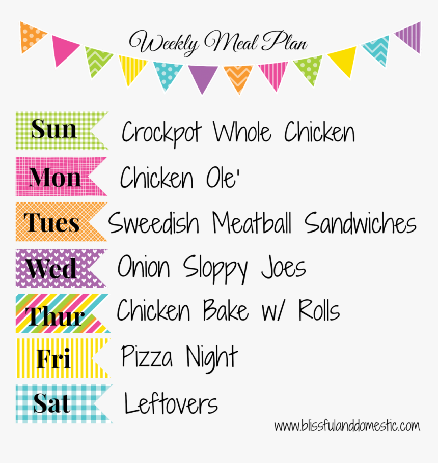 Photo Aprilmenu1plan2014 Zps637563f6 - Monday To Sunday List, HD Png Download